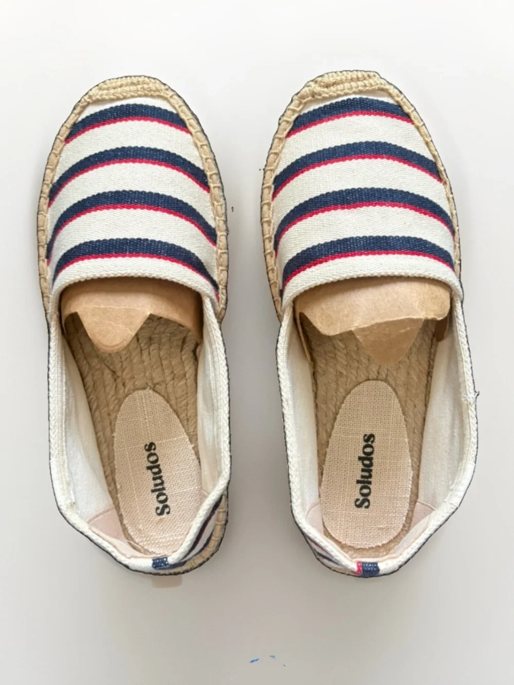NEW Soludos Striped Canvas Espadrille Slip-On Shoes Navy Red White Size 5-5.5